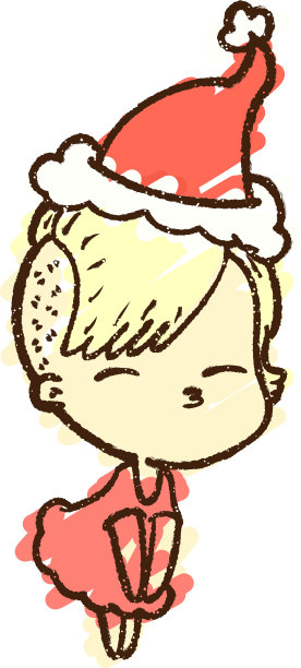 圣诞女子粉笔画图片下载