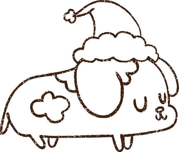 圣诞小狗炭画图片下载