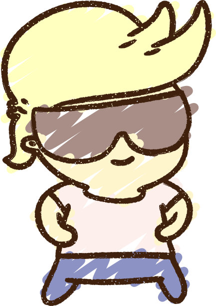 酷孩子粉笔画图片下载