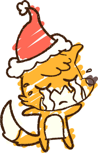 圣诞狼粉笔画图片下载