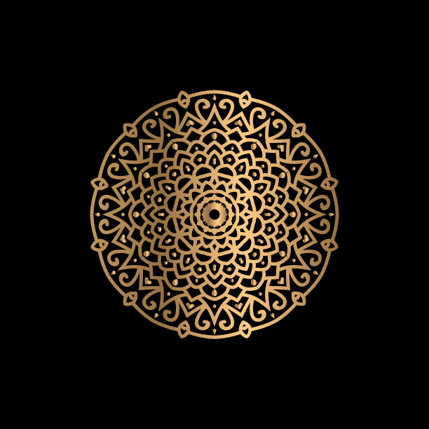 矢量艺术在曼荼罗形状的圆形图案为海娜，曼海蒂，装饰。民族东方风格装饰插图金色图片下载