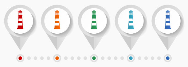 灯塔，导航，海上概念矢量图标，易于编辑的信息图形模板，一套丰富多彩的平面设计指针的网页设计和移动应用程序图片下载