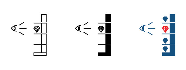 中间货架和眼睛水平图标图片下载