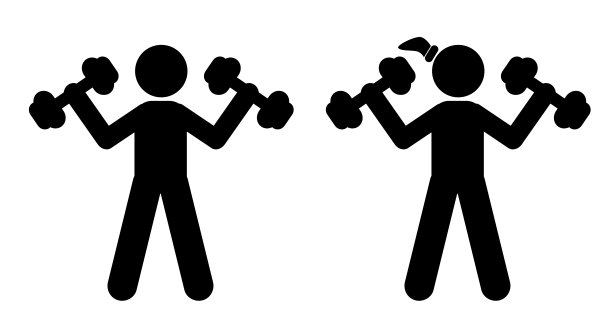 简单向量集2棍男人和女人锻炼使用哑铃孤立在白色图片下载