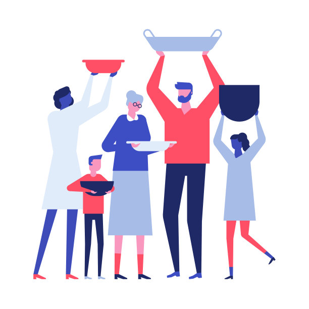 求食——现代色彩缤纷的平面设计风格插图图片下载