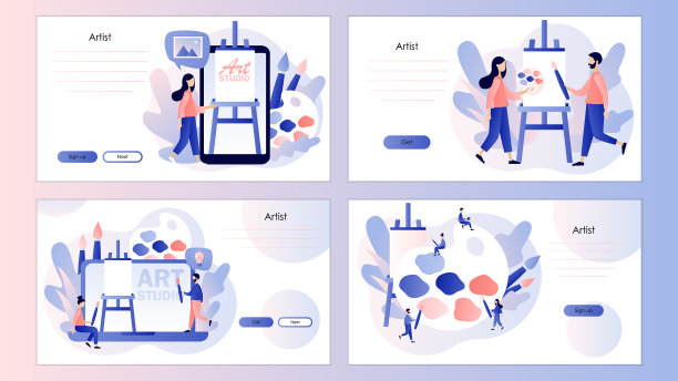 艺术家艺术学校或工作室的小人物艺术家图片下载