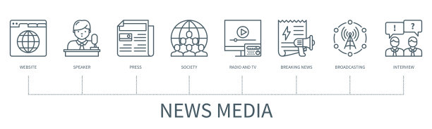 新闻媒体矢量信息图的最小轮廓风格图片下载