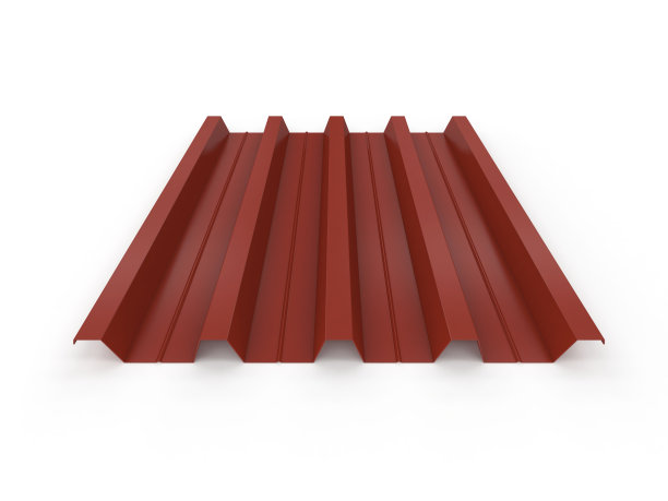 波纹金属板。3d插图孤立在白色背景，3d渲染图片下载