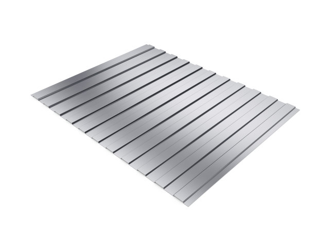 波纹金属板。3d插图孤立在白色背景，3d渲染图片下载