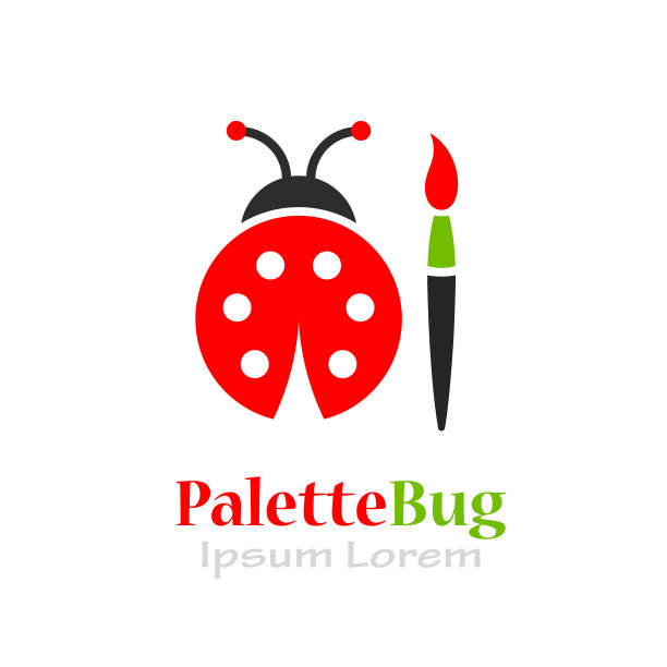 瓢虫和调色板，抽象艺术图标图片下载