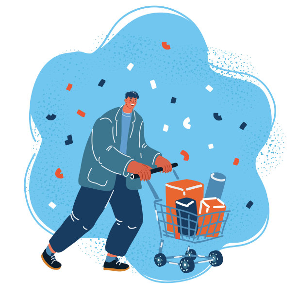 矢量插图的人与购物手推车图片下载