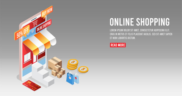 智能手机网上购物交易流程。图片下载