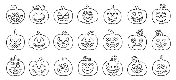 万圣节灯笼着色矢量插图。孤立的图像在白色背景。漫画风格的模仿图片下载