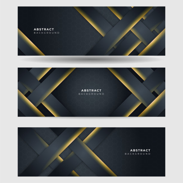 黑色金色金属碳中性重叠轻六角网设计现代奢华未来科技背景。游戏技术广泛的旗帜矢量插图。图片下载