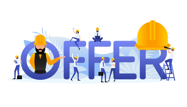 按钮与报价标志人进行推广设计。折扣促销。矢量图图片下载