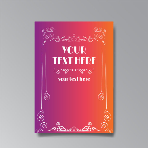 艺术新模板金黑白，A4页，卡片，邀请，花卉线和漩涡装饰图片下载