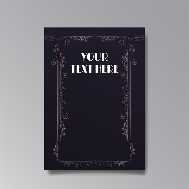 艺术新模板金黑白，A4页，卡片，邀请，花卉线和漩涡装饰图片下载