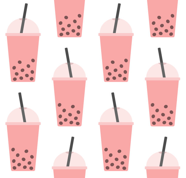 矢量无缝图案扁平奶茶图片下载