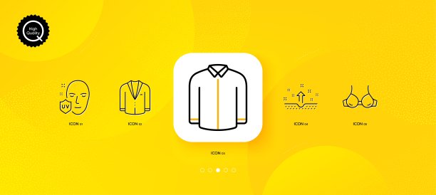 紫外线保护，衬衫和胸罩最小线图标。对于web应用程序，打印。向量图片下载