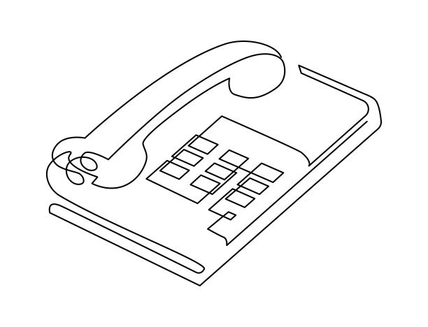 固定电话按钮。办公设备。矢量插图，连续直线绘制图片下载