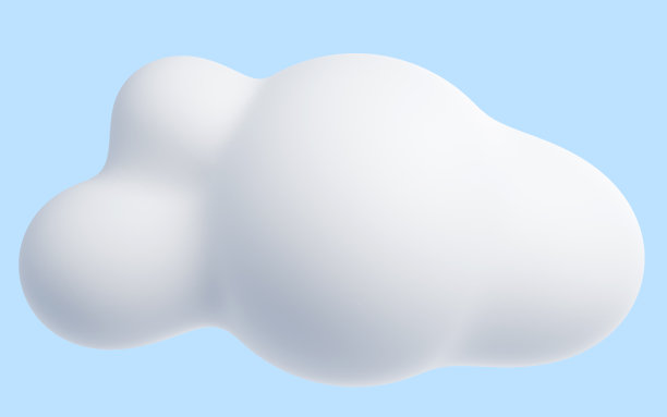 白云卡通3d渲染-蓝色粉彩背景上柔软蓬松的圆形云彩。图片下载