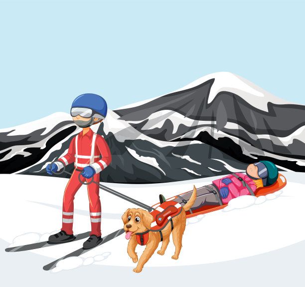 雪山上用担架救援图片下载
