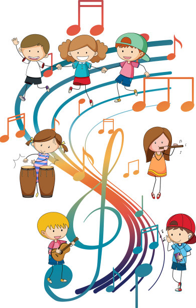 快乐的孩子们在一起演奏乐器图片下载