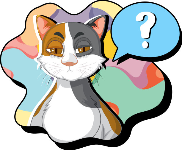 一只用问号思考的猫图片下载