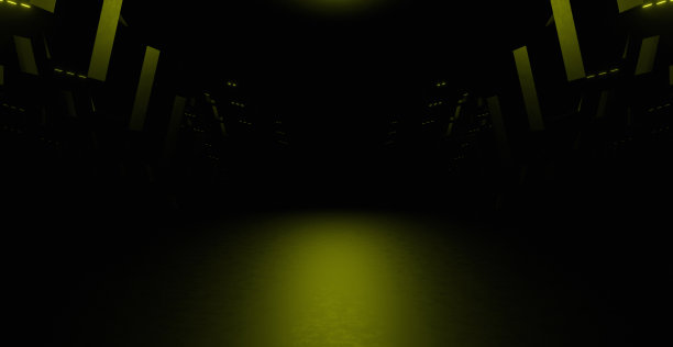 科幻垃圾金属走廊概念艺术平静的绿色背景结构3D渲染图片下载