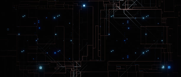 数字图形设计与光线，几何形状，条纹线模式和纹理上的渐变蓝色。插画抽象艺术现代未来主义，技术3D渲染图片下载