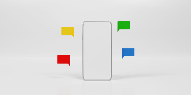 3D渲染智能手机漂浮聊天泡泡，社交媒体聊天应用潮流。图片下载