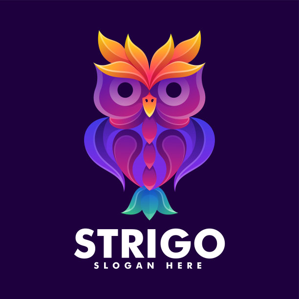 矢量插图猫头鹰渐变彩色风格。图片下载