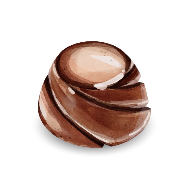 白色背景上的巧克力水彩矢量图片下载