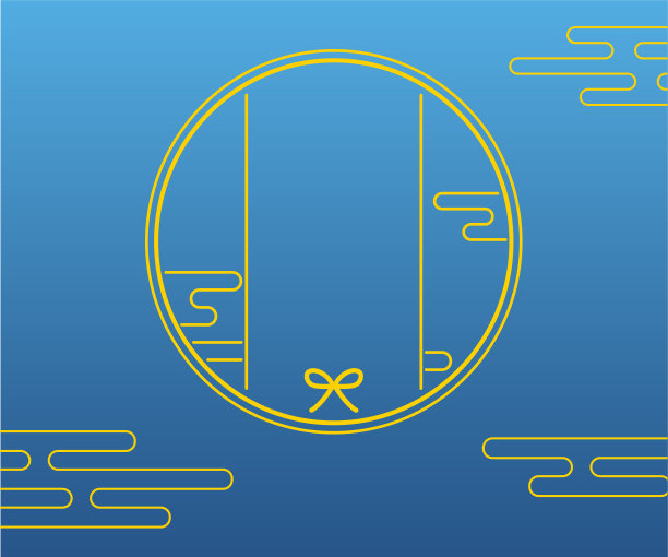 大月见，中秋赏月(无文字)，简单的日式月云，300x250图片下载