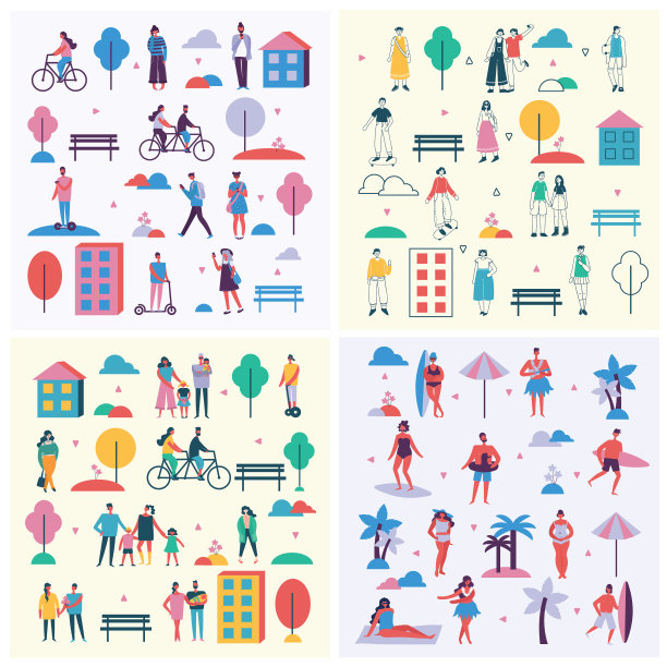 人物在春天的公园里度过休闲时光图片下载