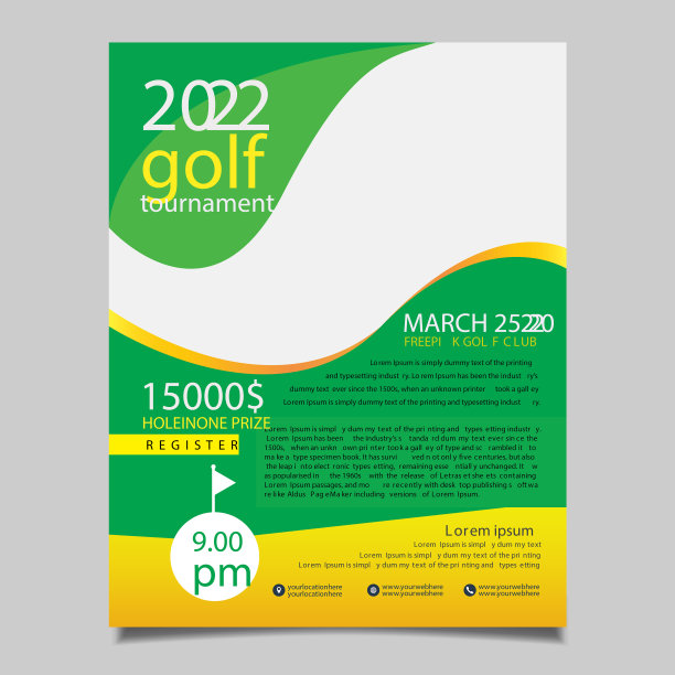 高尔夫锦标赛传单在平坦的风格溢价图片下载
