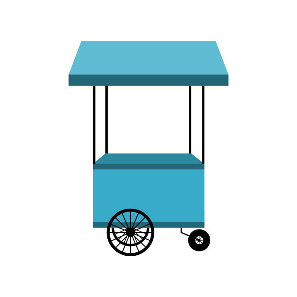 带遮阳篷的街头食品车图片下载