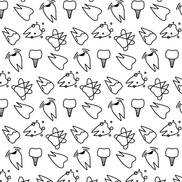 牙医无缝模式与细线图标图片下载