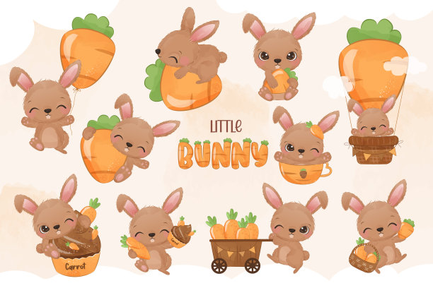 可爱的水彩画兔子图片下载