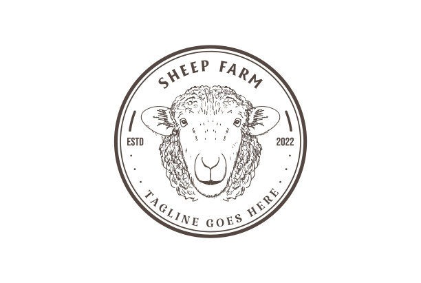 复古的绵羊绵羊家畜农场徽章图片下载