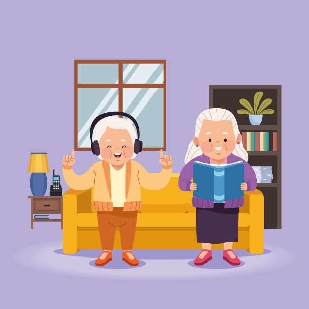 祖母在客厅学习图片下载