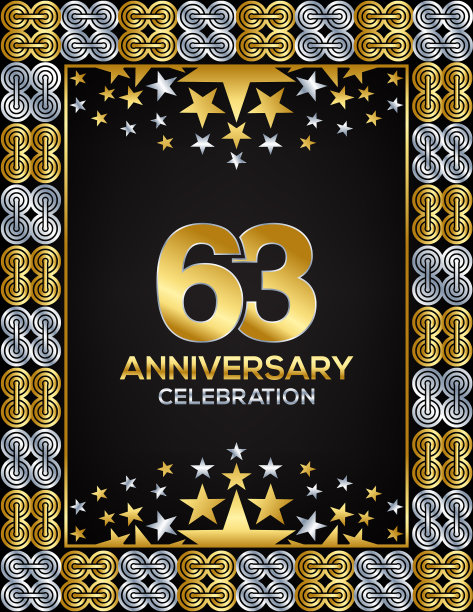 63周年纪念日奢华金或银图片下载