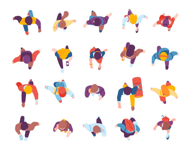 行走的人俯视平市民人物图片下载