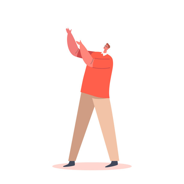 单男角色穿红色t恤和米色图片下载