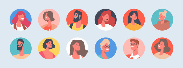 一组人以男性和女性角色为化身图片下载