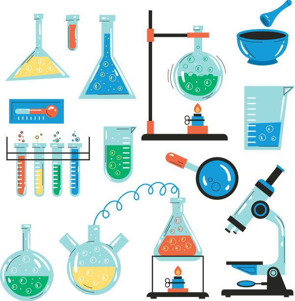 实验室烧瓶化学生物套装图片下载