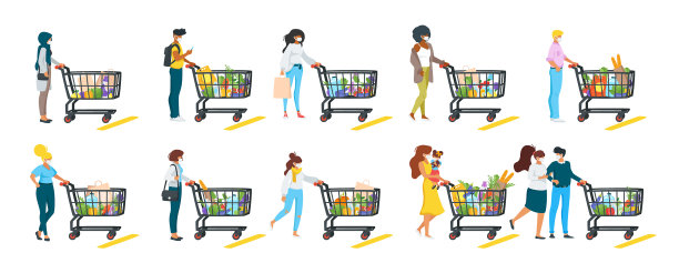 排队的人们戴着口罩图片下载