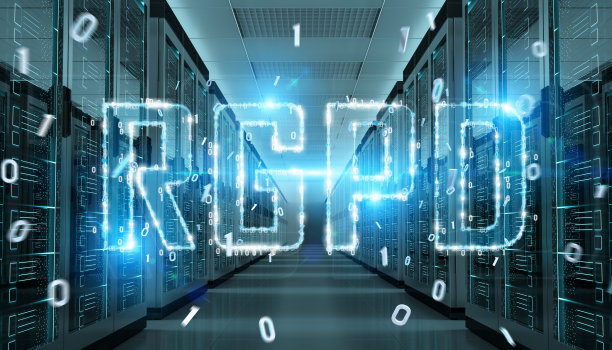 服务器室三维渲染中的数字GDPR接口图片下载