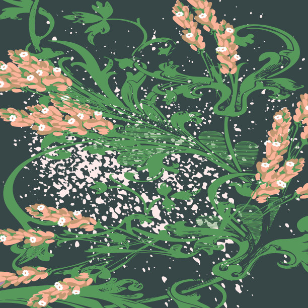 手绘薰衣草花在绿色抽象图片下载