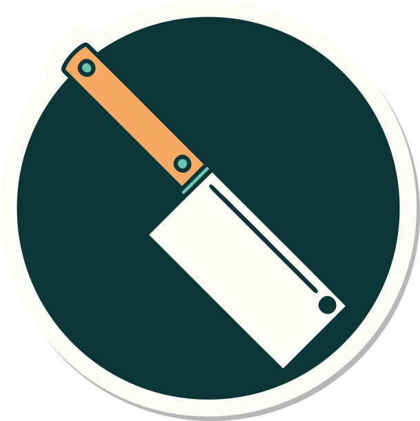 纹身风格的切肉刀贴纸图片下载